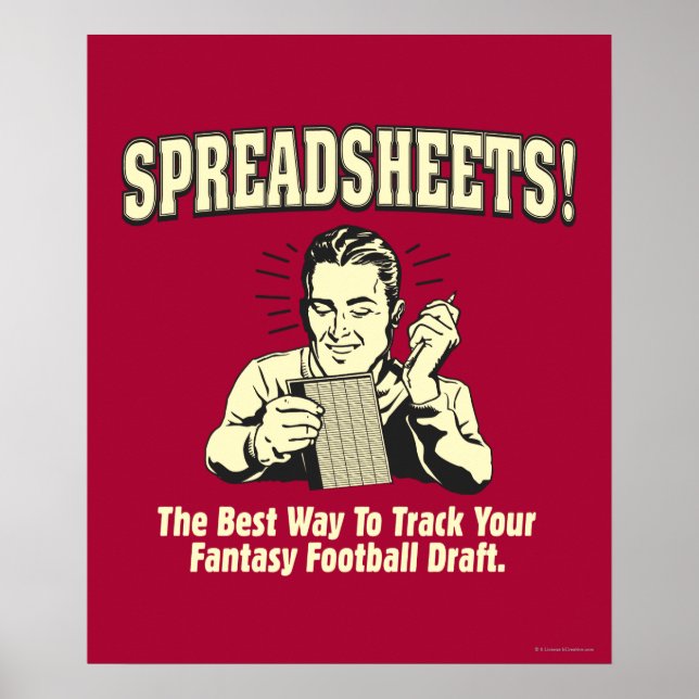 Spreadsheets: Track Your Fantasy Football Draught Poster (Front)