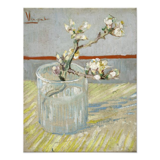 Sprig of Flowering Almond in a Glass by Van Gogh Photo Print (Front)