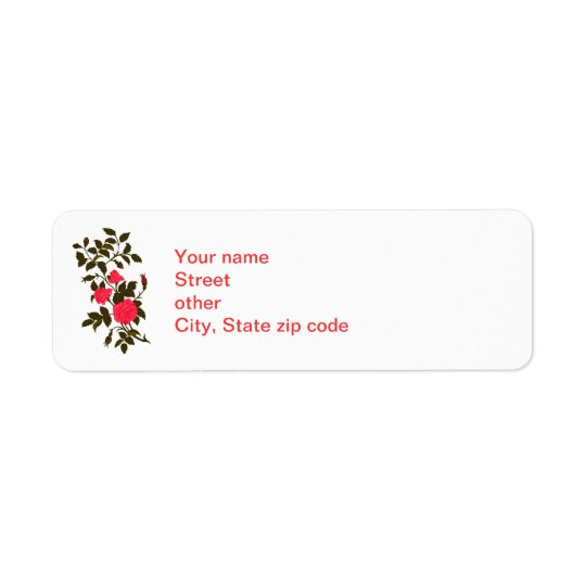 Sprig of Pink Roses Return Address Label