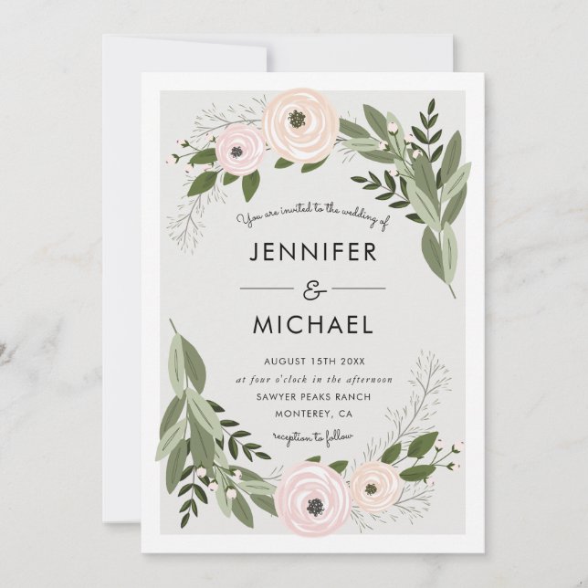 Sprigs Mariages floraux - Invitation de mariage (Devant)