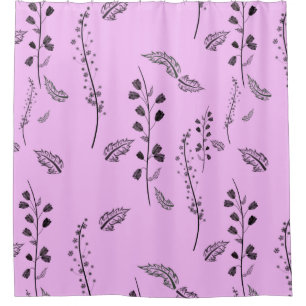 Sprigs with flowers on pink.