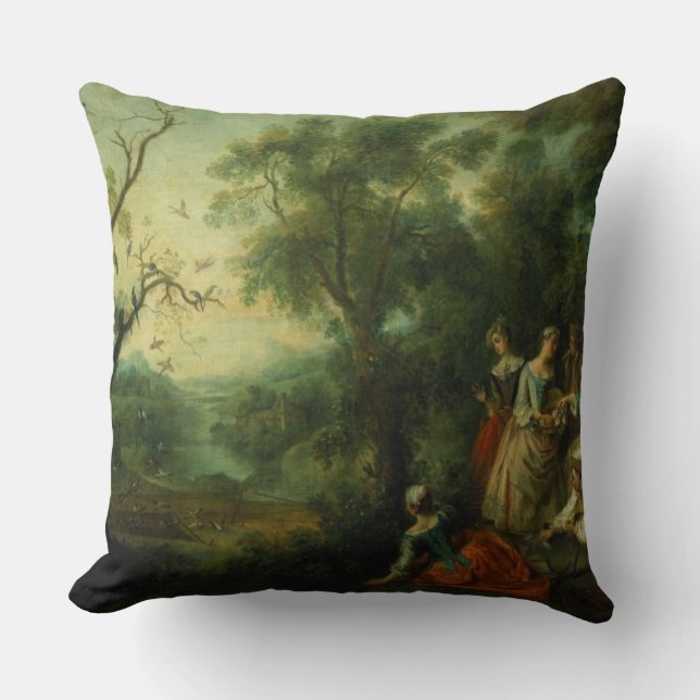 Spring, 1738 (oil on canvas) throw pillow (Front)