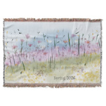 Spring 2026 Water Colour Wildflower Throw Blanket