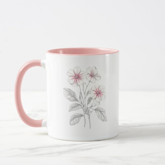 Spring 36 flowers, line drawing, minimalist, gift mug (Left)