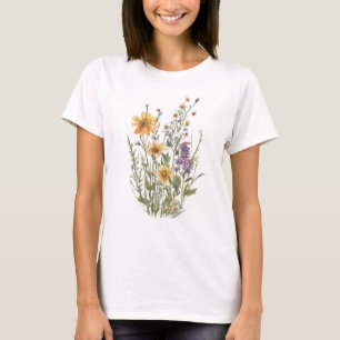 Spring 54 flowers, line drawing, minimalist, gift T-Shirt