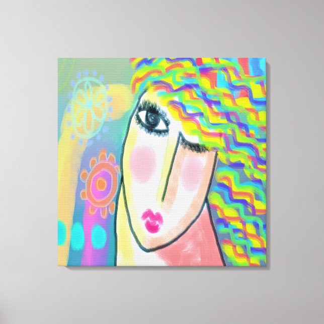 Spring Abstract Digital Portrait of a Woman Canvas Print (Front)