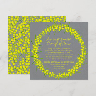 Spring acacia yellow grey flower wreath change invitation