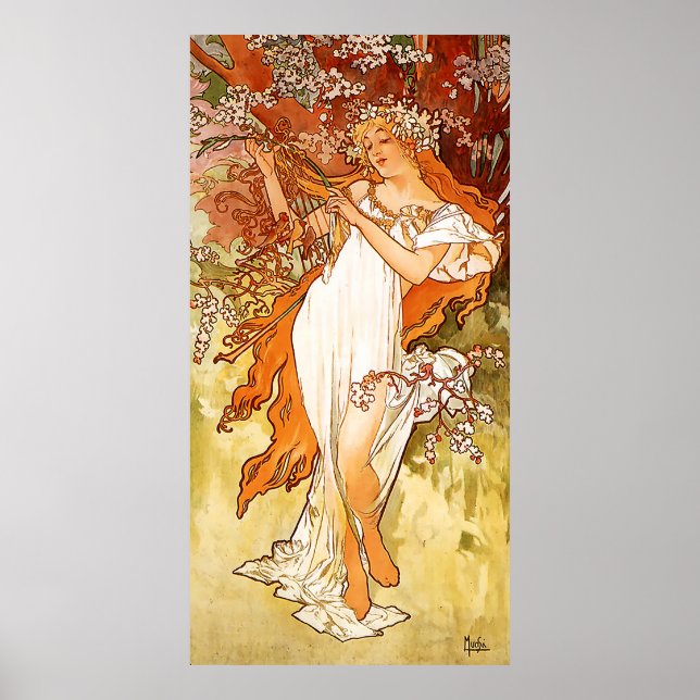 Spring Alfons Mucha Art Nouveau Poster (Front)