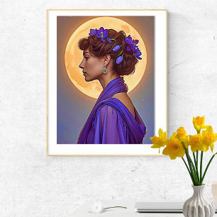 Spring Allegory - woman with purple flowers Poster