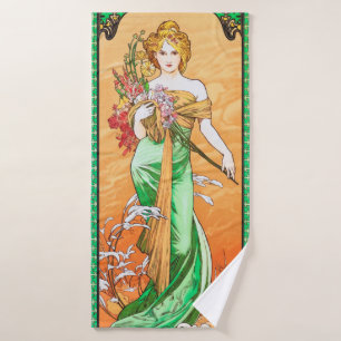 Spring, Alphonse Mucha Bath Towel