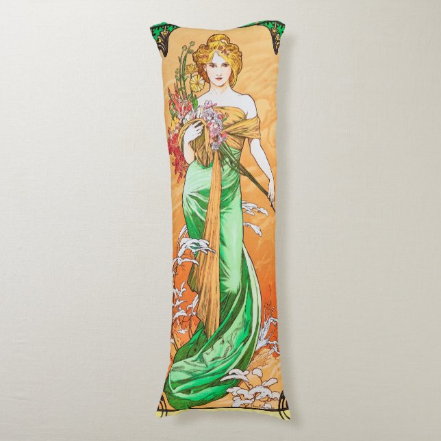 Spring, Alphonse Mucha Body Pillow (Front Vertical)