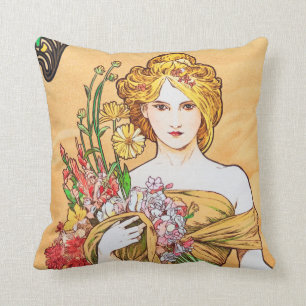 Spring, Alphonse Mucha Throw Pillow