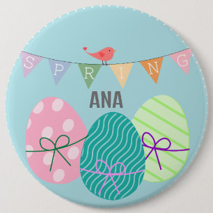 Spring and Easter colourful eggs Button
