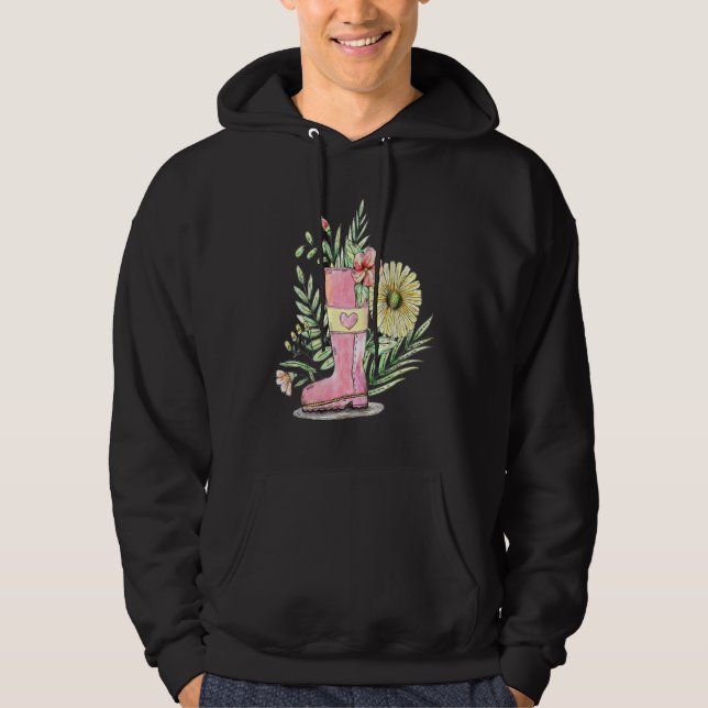 Spring And Flower Filled Garden Boot Hoodie (Front)