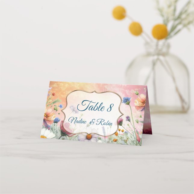Spring and Summer Blooming Florals Place Card (Front)