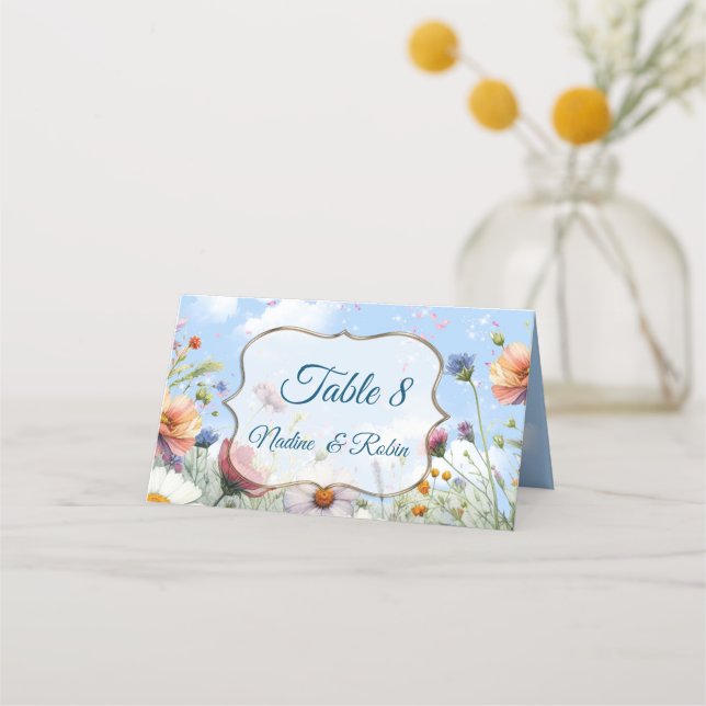 Spring and Summer Blooming Florals Place Card (Front)