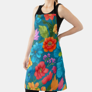 Spring and Summer Colorful Floral Pattern Apron