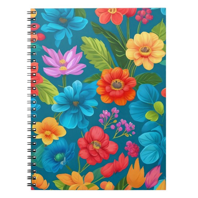 Spring and Summer Colorful Floral Pattern Notebook (Front)