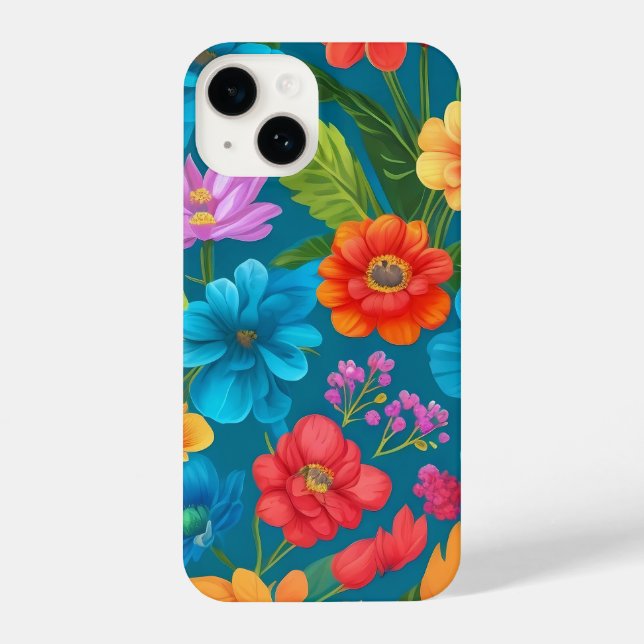 Spring and Summer Colourful Floral Pattern iPhone Case (Back)