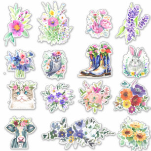 Spring and summer floral sticker set