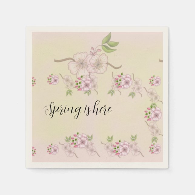 Spring Apple Blossom Cocktail Napkin (Front)