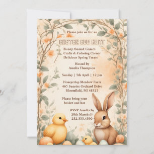 Spring Arch Watercolor Easter Egg Hunt Bunny Chick Invitation