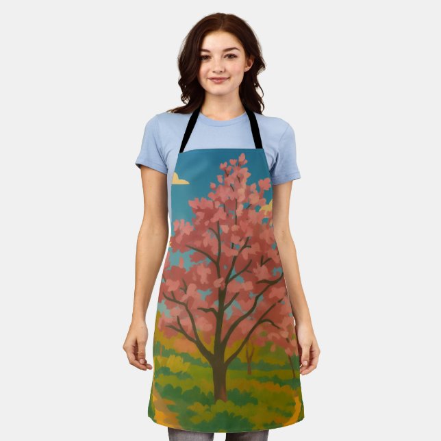 Spring Awakening – Blooming Tree Landscape Apron (Worn)