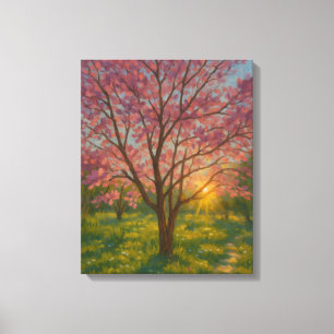 Spring Awakening – Blooming Tree Landscape Canvas Print