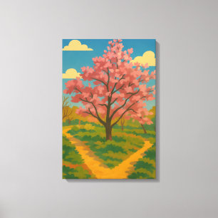 Spring Awakening – Blooming Tree Landscape Canvas Print
