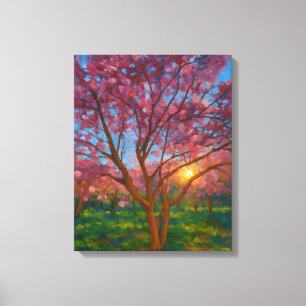 Spring Awakening – Blooming Tree Landscape Canvas Print