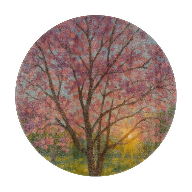 Spring Awakening – Blooming Tree Landscape Cutting Board (Front)