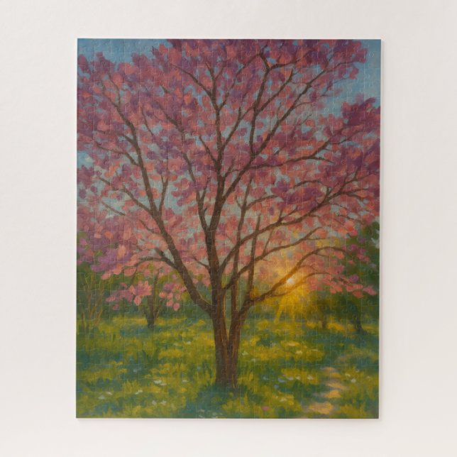 Spring Awakening – Blooming Tree Landscape Jigsaw Puzzle (Vertical)