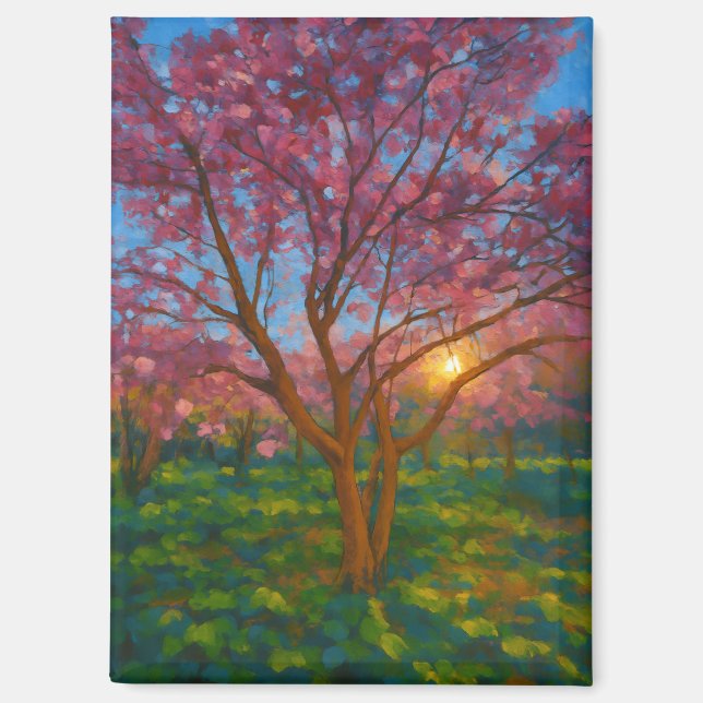 Spring Awakening – Blooming Tree Landscape Magnet (Front)