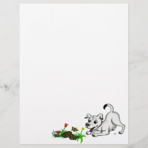 Spring Awakening, Puppy with Flowers and Butterfly Letterhead