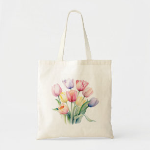 Spring Awakening - Watercolor Tulips  Tote Bag