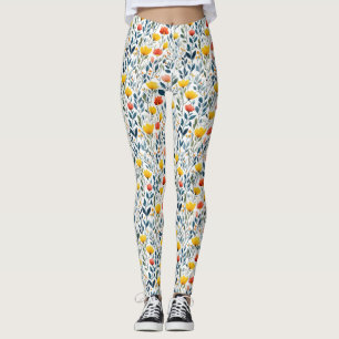 Spring Awakening: Whimsical Floral Pattern Leggings