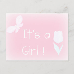 Spring baby girl - personalized birth announcement postcard