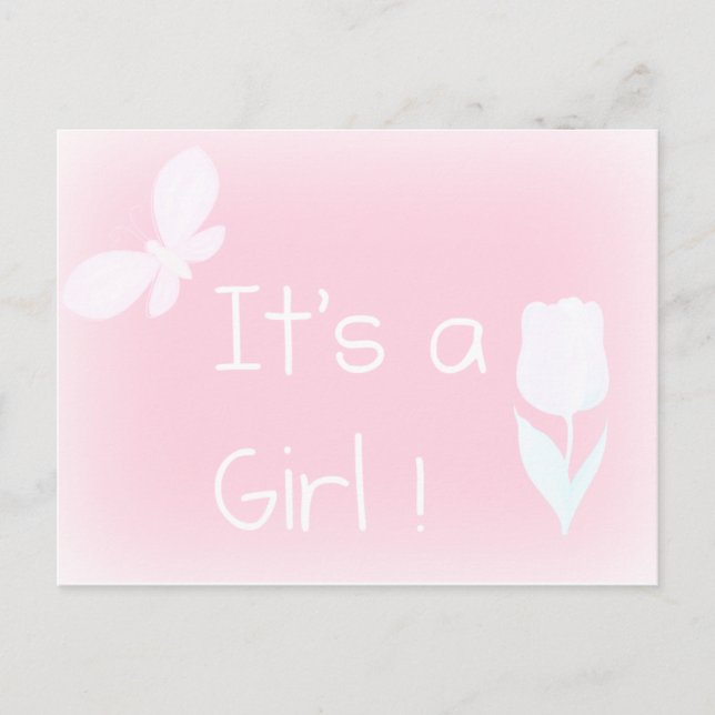 Spring baby girl - personalized birth announcement postcard (Front)