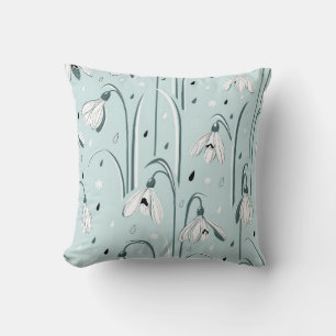 Spring background with delicate snowdrop flowers a throw pillow