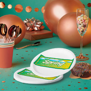 Spring Banner Sign Paper Plate