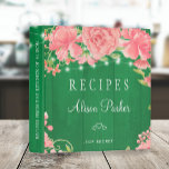 Spring barn wood blush pink peonies roses recipes binder<br><div class="desc">Editable text recipes binder featuring rustic strings of twinkle lights and big peony flowers on bright emerald green barn wood background. Insert your text in the spots! This recipe book can be a beautiful gift for your own kitchen or a keepsake personalized gift for someone special, anniversary, Christmas, spring summer...</div>