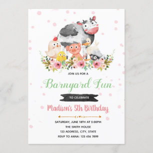 Spring barnyard birthday invitation