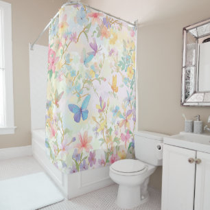 Spring Bathroom Decor, Wildflowers and Butterflies