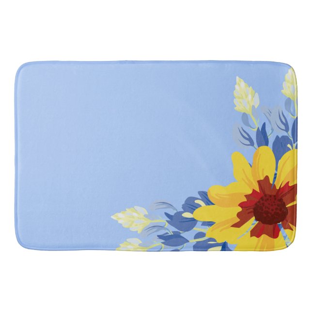 Spring Bathroom Decor with Bluebonnets Bath Mat (Front)