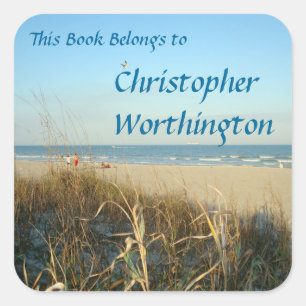 Spring Beach Scene No. 3 Bookplate Square Sticker