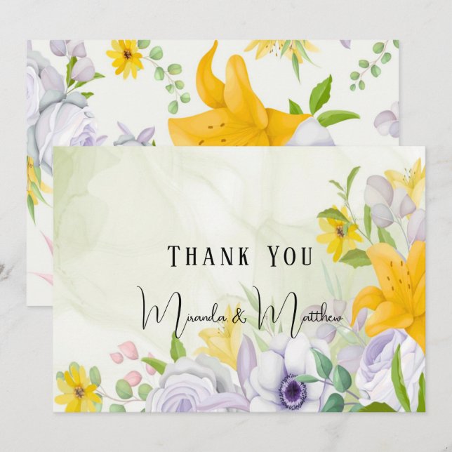 Spring Beautiful Floral Wedding Thank You Cards (Front/Back)