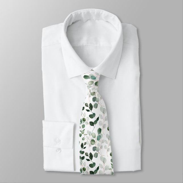 SPRING BEAUTY BOTANICAL GREENERY  TIE (Tied)