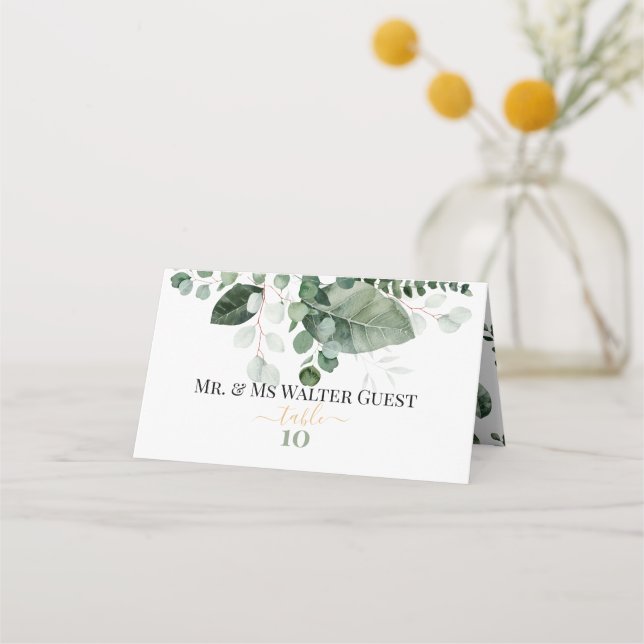 SPRING BEAUTY BOTANICAL GREENERY Wedding Place Card (Front)
