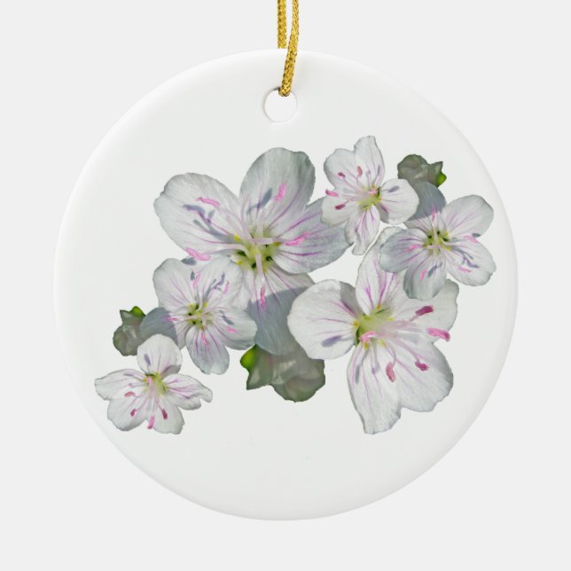 Spring Beauty Wildflower Coordinating Items Ceramic Ornament (Front)