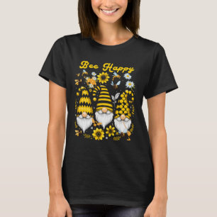Spring Bee Happy Gnome Trio Honeycomb Flowers Beek T-Shirt